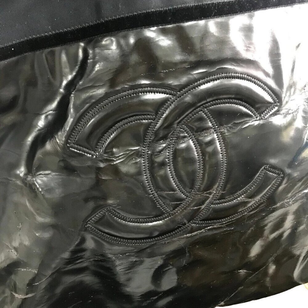 CHANEL Shoulder Tote Bag Chain Shoulder Bag Tote Bag enamel Black/SilverHardware - Picture 6 of 15